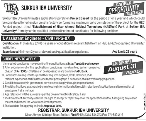 Jobs in IBA Sukkur University